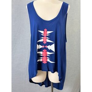 NWT Torn by Ronny Kobo Kaylatan Aztec Tank Top Cobalt Blue L Saks